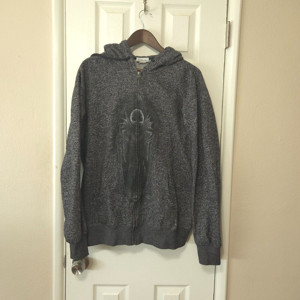 Disney Parks Jack Skellington Nightmare Before Christmas Zip Hoodie Gray XL